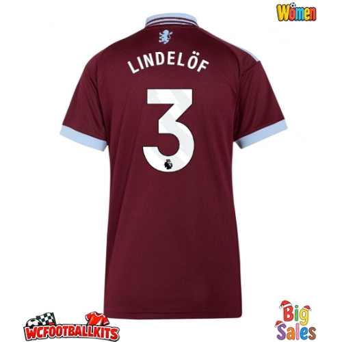 Aston Villa Victor Lindelof #3 Replica Home Stadium Shirt for Women 2026-27 Short Sleeve